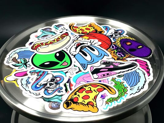 Custom PVC Die Cut Vinyl Stickers Holographic UV Proof Waterproof White