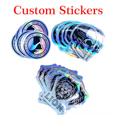 Custom PVC Die Cut Vinyl Stickers Holographic UV Proof Waterproof White