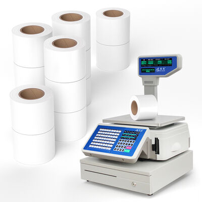 Supermarket White Self Adhesive Label Sticker 40mm Direct Thermal Label Adhesive