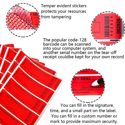 Custom Tamper Evident VOID Label Logistics Warranty Confidential Seal Asset Protection