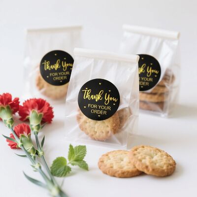 Gold Foil Thank You Label Sticker Self Adhesive Customized Transparent for Gift