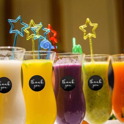 Gold Foil Thank You Label Sticker Self Adhesive Customized Transparent for Gift