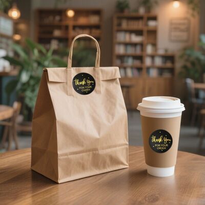 Gift Business Bags Thank You Stickers Roll Custom Printing Logo 2.5cm 1 Inch