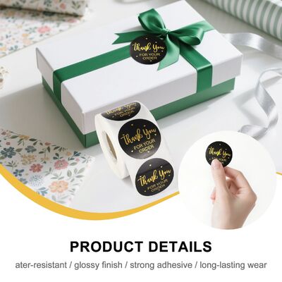 Gift Business Bags Thank You Stickers Roll Custom Printing Logo 2.5cm 1 Inch